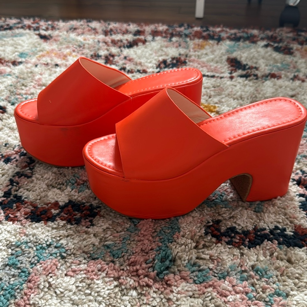 Orange Block Heels